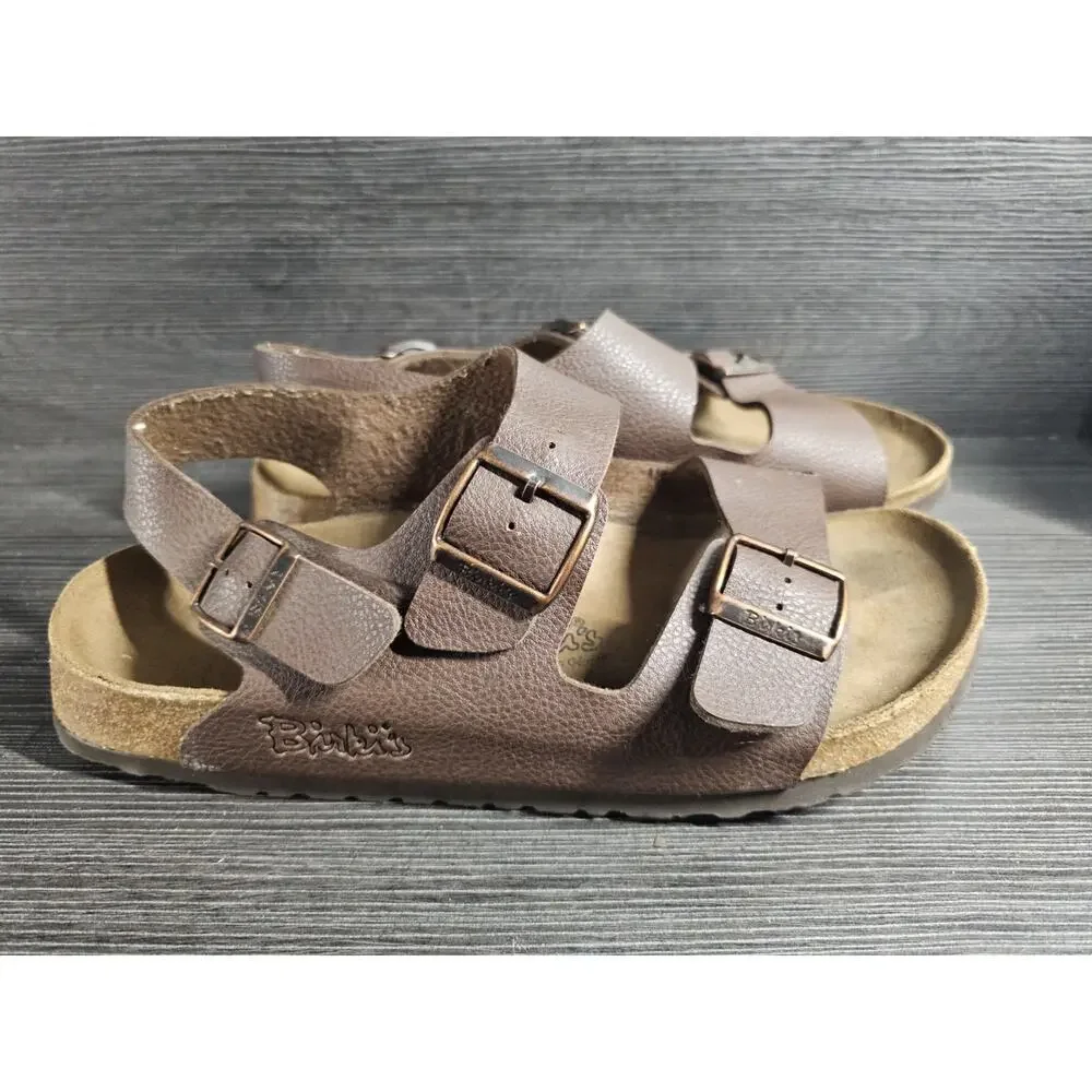 Birkenstock Milano Leather Men's Size 11 US 44 EU Dark Brown Sandal Soft Footbed